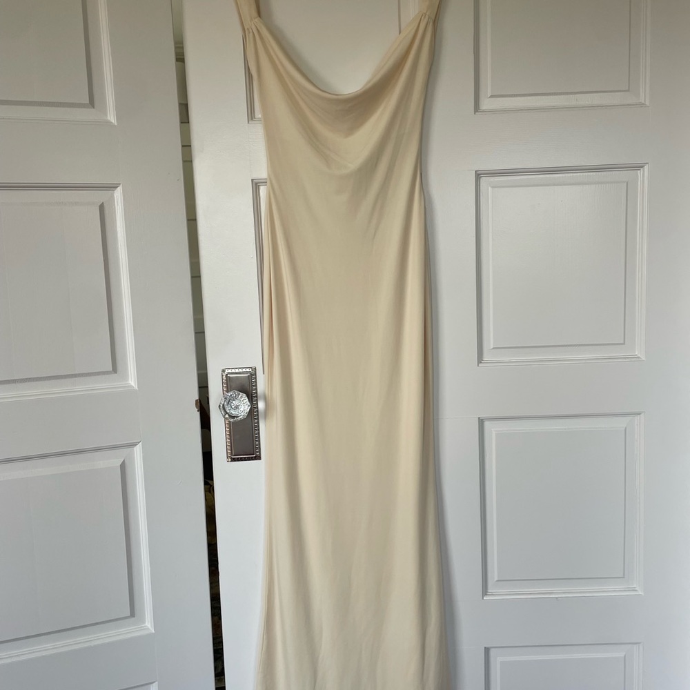 Elegant Cream Slip Backless Dress